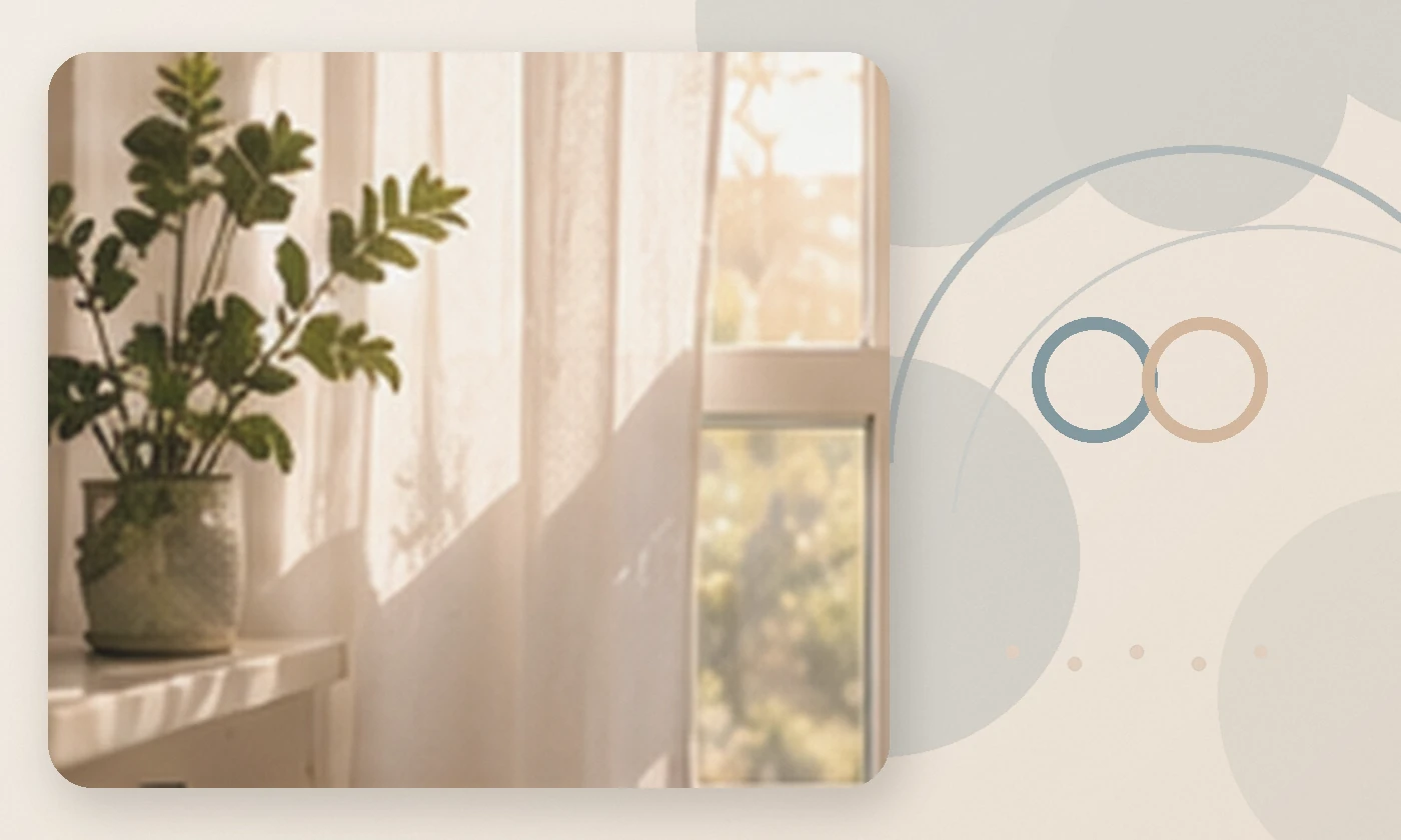 Warm, calming editorial illustration inspired by seasonal affective disorder autumn plant window, accompanying the article A New World: Women and Polyandry