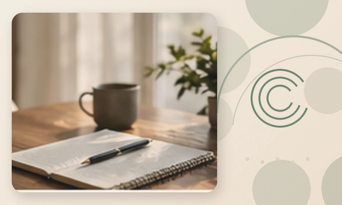 Warm, calming editorial illustration inspired by benefits online therapy laptop notebook, accompanying the article Breakthrough for PTSD: Top 5 Benefits of Online Therapy