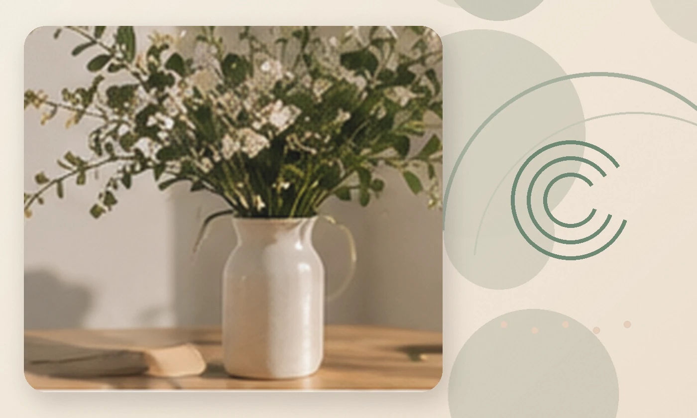 Warm, calming editorial illustration inspired by anxiety and physical symptoms flowers vase, accompanying the article High-functioning anxiety: How to recognize the top 7 signs