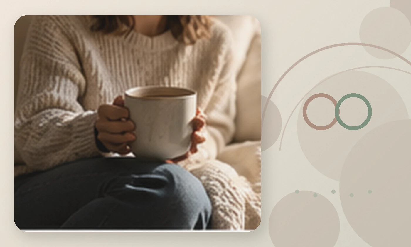 Warm, calming editorial illustration inspired by coping with life transitions woman holding mug, accompanying the article How divorce impacts mental health: How to cope