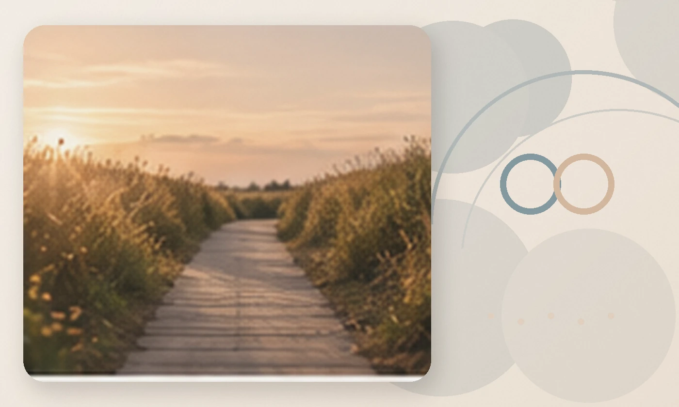 Warm, calming editorial illustration inspired by navigating major life transitions boardwalk sunset, accompanying the article Insights into Navigating Life in a Sexless Marriage