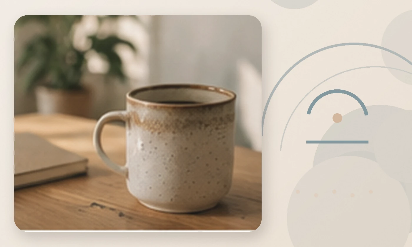 Warm, calming editorial illustration inspired by work life balance warm cup notebook, accompanying the article The Emotional Truth About the Mind of a Working Mom