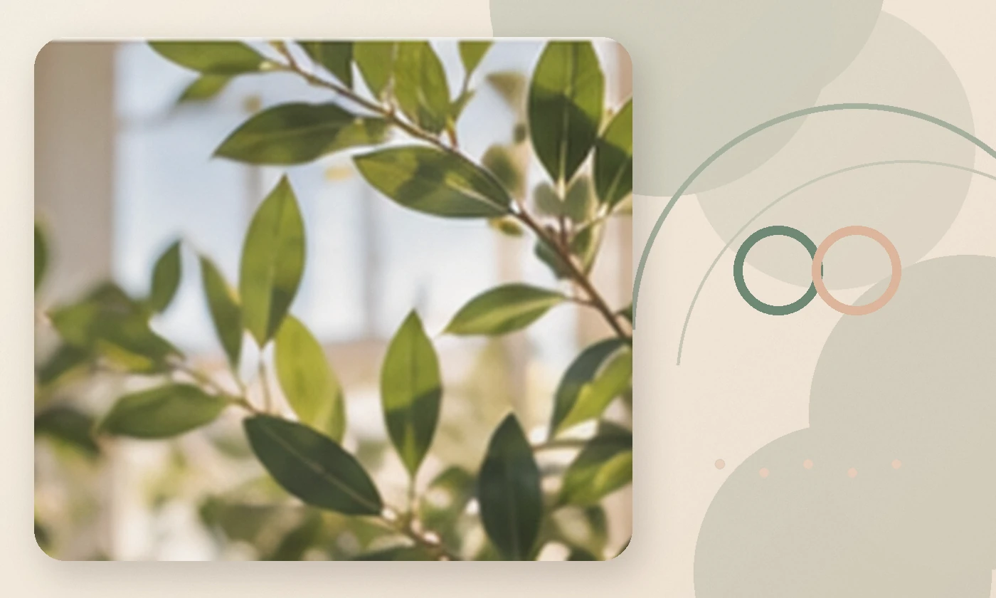 Warm, calming editorial illustration inspired by mindfulness nature sunshine green leaves, accompanying the article Unraveling the Five Love Languages