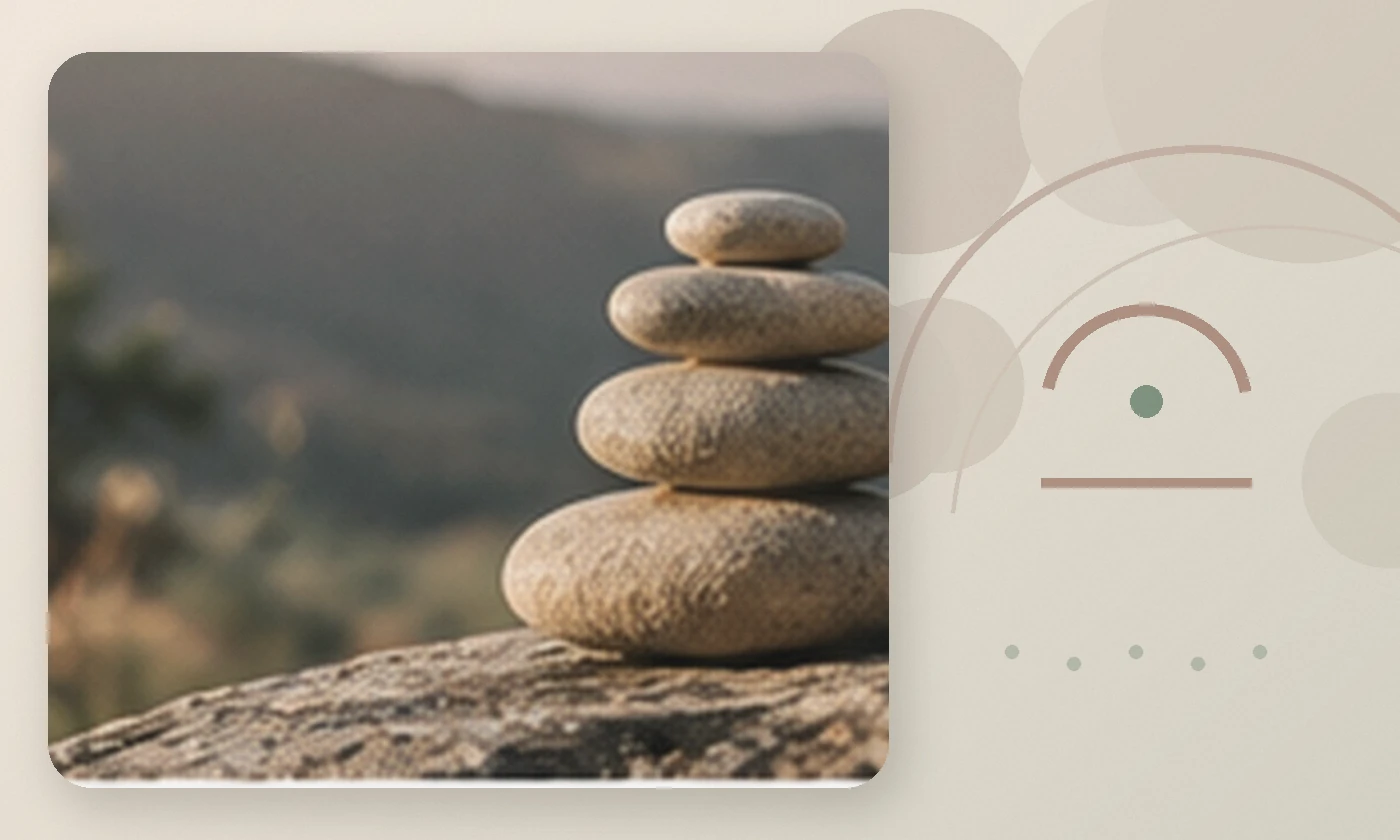 Warm, calming editorial illustration inspired by building resilience stacked stones, accompanying the article Veterans and active military personnel’s mental health: How to cope
